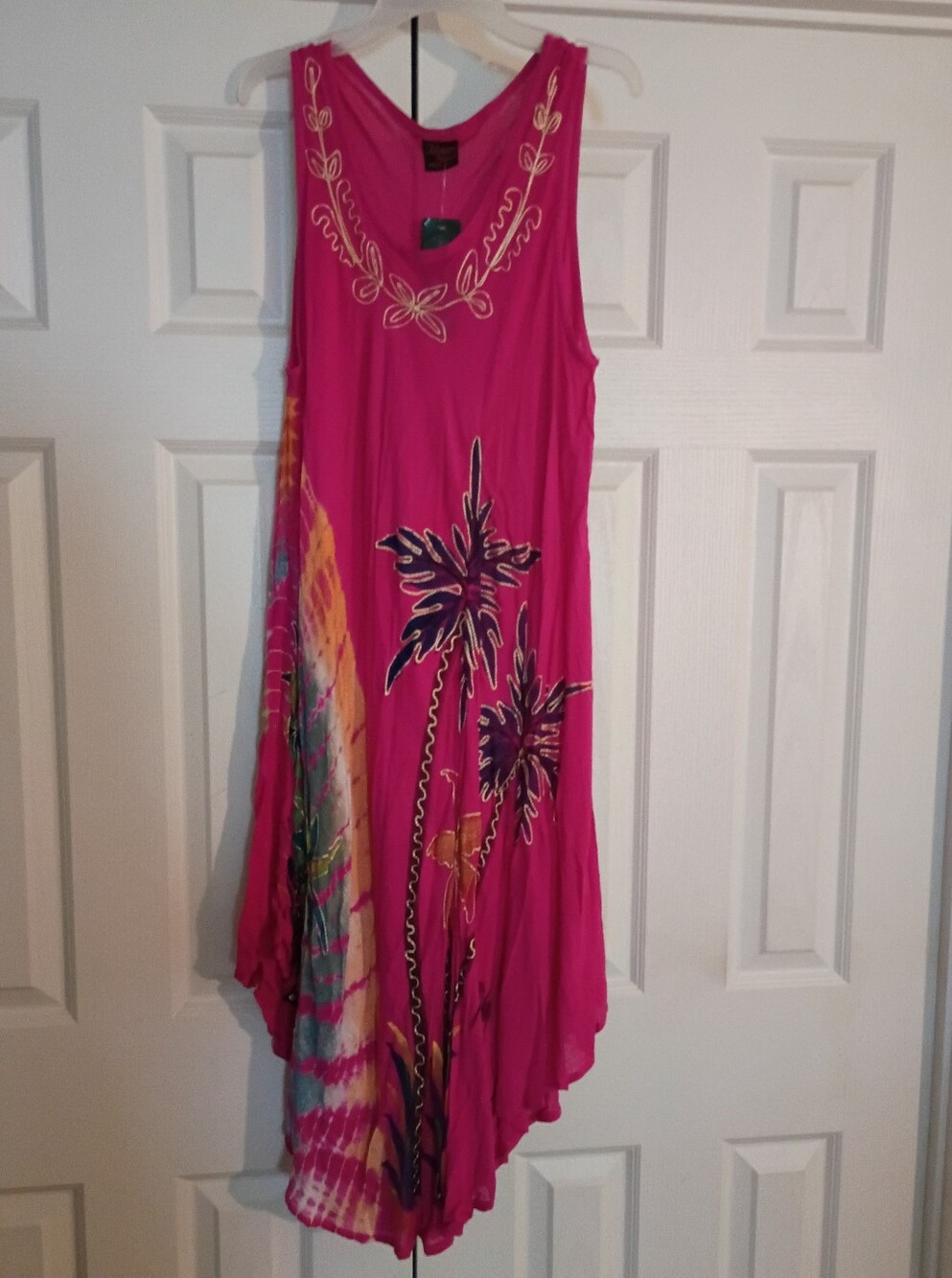 Pink Tropical Print Sleeveless Women’s Dress